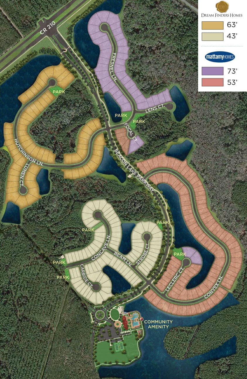 Beacon Lake Our Site Plan Features Homesites with Lake and Nature